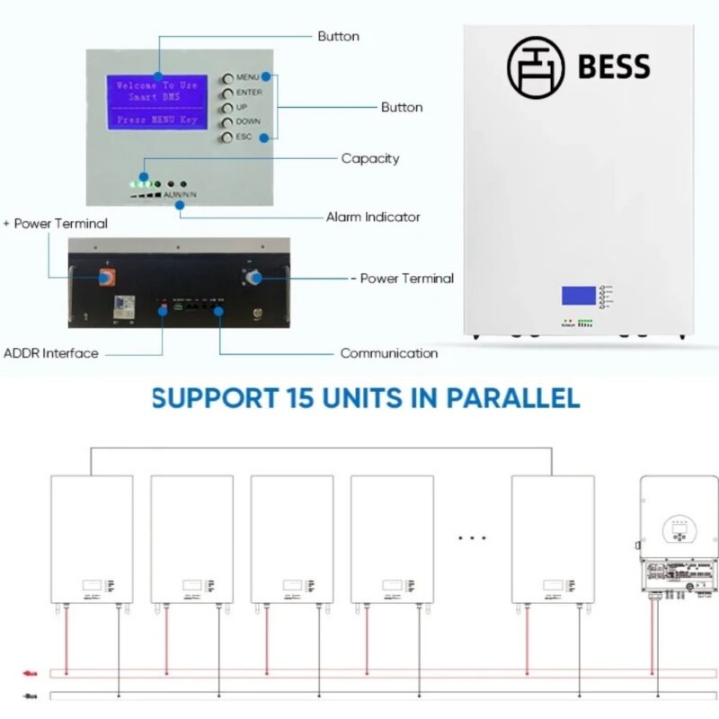 BESS-LS Montaje en pared 10kWh 20kWh 30kWh 40kWh Batería solar residencial Sistema Litio Ion